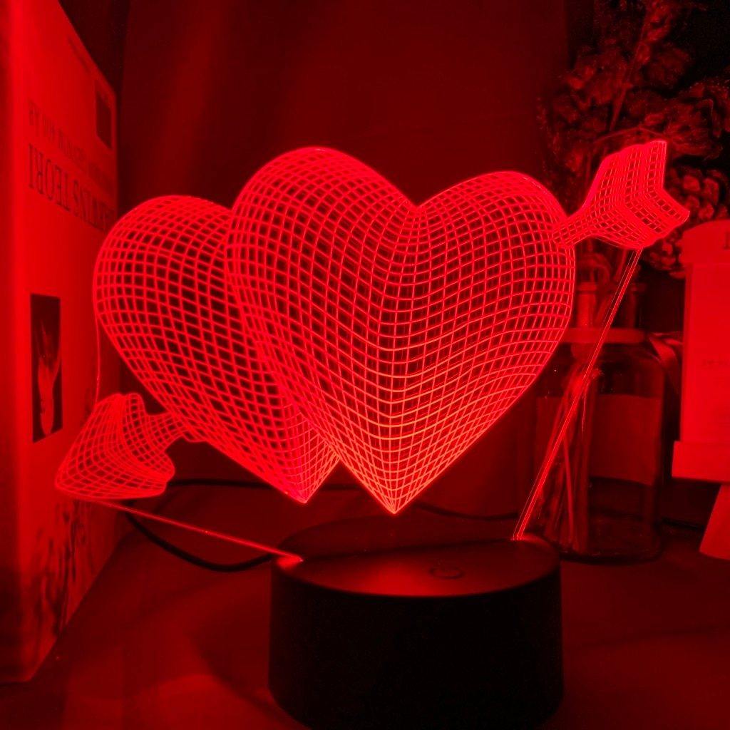 Arrow Through Hearts Nightlight iLightBox 3D™ Lamp - iLightBox 3D®